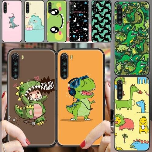 Dinosaur Lovely Cartoon Cute Phone case For Xiaomi Redmi Note 7 7A 8 8T 9 9A 9S K30 Pro Ultra black soft funda silicone hoesjes