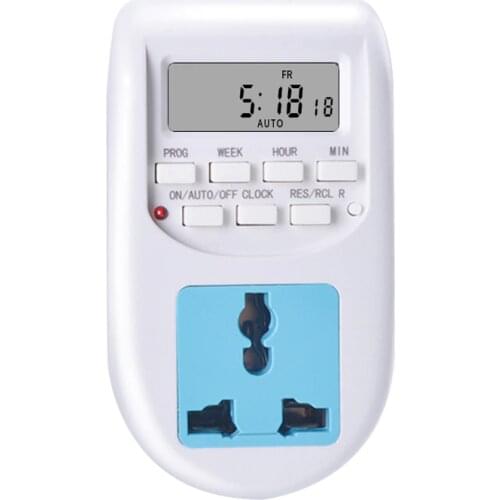Digital Time Switch Timer With UK EU Socket Weekly Programmable Electronic Digital Timer Switch LCD Display 220V 50Hz 10A