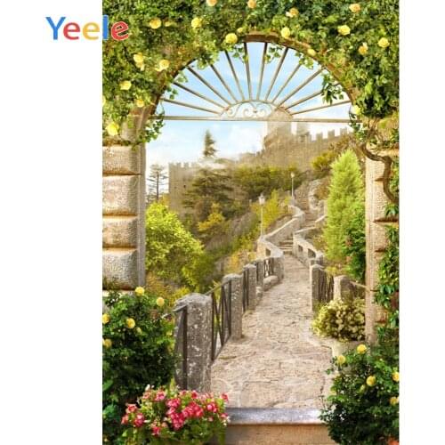 Yeele Spring Photo Backgrounds Photography Backdrops Wedding Curtain Photophone Arch Stone Trail Flowers Grass For Photo Studio