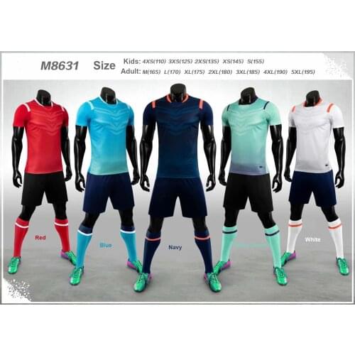 M8631 Adult Kids Blank Customize Team Set 2020-2021 Soccer Jersey Set Football Kit Men Children 4XS-5XL Training Uniforms