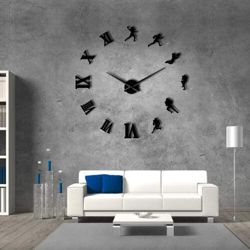American Football Players DIY Giant Wall Clock Rugby Fans Sports Home Room Wall Decor Large Frameless Clock Wall Watch Boy Gift