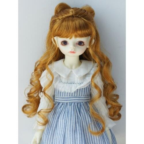 JD436 Long wavy curly hair with bow bun 1/6 1/4 1/3 YOSD MSD SD Synthetic mohair BJD Doll Wigs