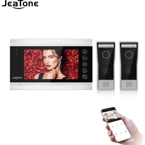 Jeatone 7” Tuya Video Intercom for Home Security System 2 Video Doorbell Door phone cam, Multi-language, Support Remote Control