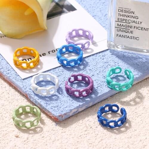 Vienkim Creative Colorful Dripping oil Irregular Open Chain Rings For Women Girls Korean Hand Painted Dome Knuckle Rings Jewelry