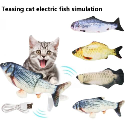 Cat Toy Fish USB Electric Charging Simulation Dancing Jumping Moving Floppy Fish Funny Cat Toy Electronic Fish For Cats Toys