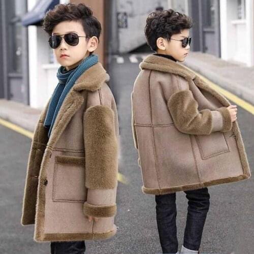 New Sale 2020 Winter Mid Big Children Boys Woolen Coats Clothes Toddler Kids Boy Solid Color Warm Jackets Children Outerwear