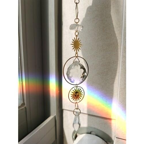 Small sun with Clear quartz keychain,New Home Gift,Occult Decor for Window,Witchcraft,Good Luck,Banish Evil,Wiccan