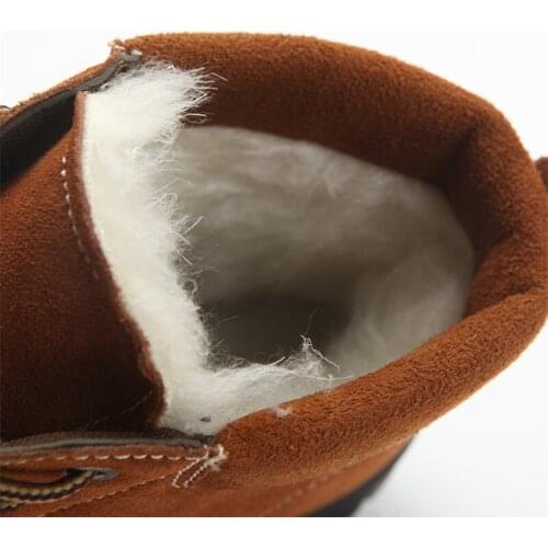 Fashion Cow Suede Ankle Boots Working Shoes Boot Winter Warm Fur Snow Boots Adult Men Sneakers Safety Wear Working Shoes Soft
