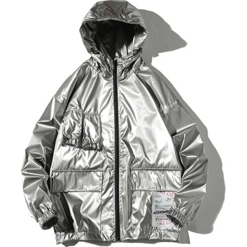 Silver Bomber Jacket Men Harajuku 2019 Bomber Jacket Men Streetwear Jacekts And Coats Outwear Oversized Windbreaker