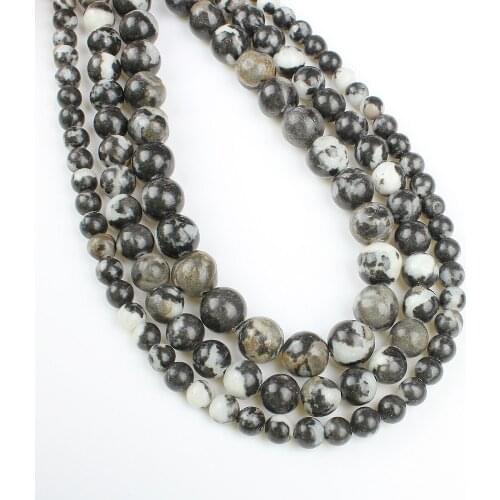 4-10mm New Natural Semi-precious Black White Stripes Stone Loose Beads Beadwork Bracelet Necklace Chain DIY Jewelry Making B92