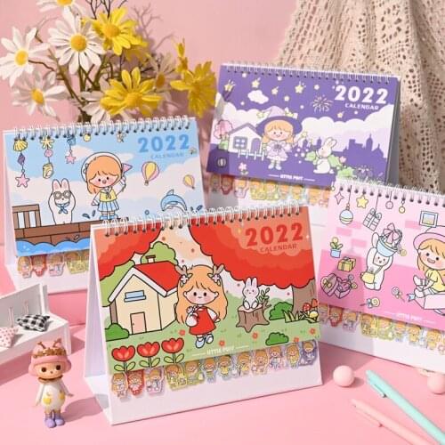 New Arrival 2021.8-2022.12 Kawaii Desktop Calendar Planner Agenda Creative School Office Stationery
