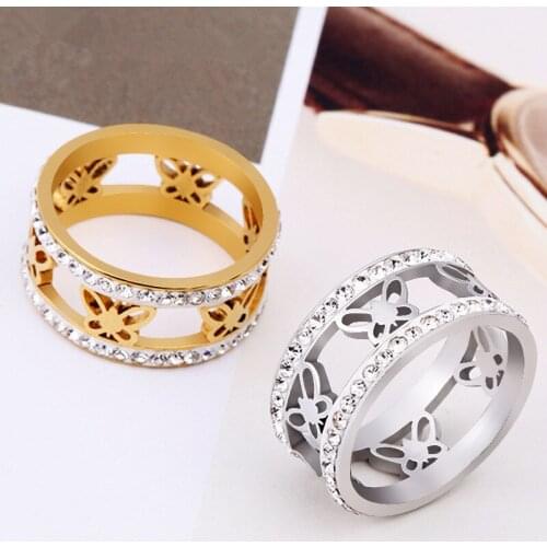 New trend butterfly stainless steel jewelry titanium steel ring wedding gift jewelry