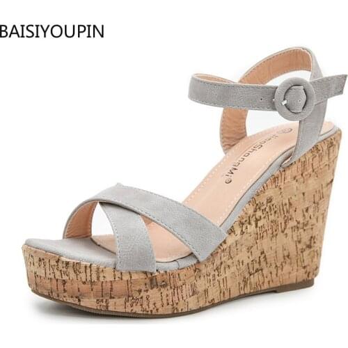 New Plus Size Fashion Women Sandals Summer Pumps Shoes Party Wedges Super High Good-quality 11CM High Heels Female Sandals36-43