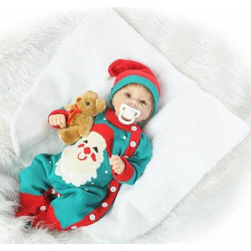 NPK new doll reborn Hair Rooted half body silicone Realistic Reborn Baby Dolls 20" /50cm Lifelike Newborn Doll Girl XMAS Gift