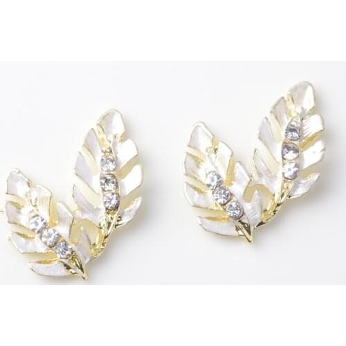 10 Pcs Leaf Shape Rhinestone Crystal Flatback Buttons Buttons Wedding Dress Embellishments Rhinestones To Decorate
