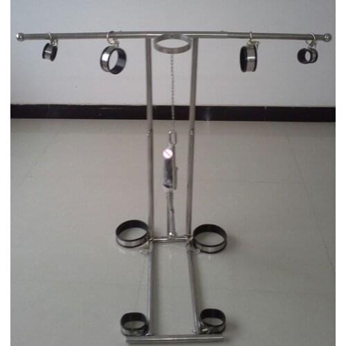 Top stainless steel bdsm bondage frame torture device arm wrist leg ankle restraint handcuffs neck corset collar anal hook dildo
