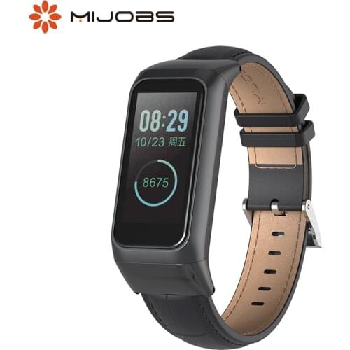 Mijobs Leather Strap for Amazfit Smart Watch Sport Band2 Cor 2 Wristbands for Huami Amazfit Band Cor 2 Smart Wrist Bracelet