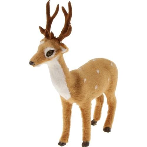 Christmas Plush Simulation Deer Doll Toy Xmas Ornament Home Party Decor Artificial Deer Animal Model Figurine Kids Children Toys