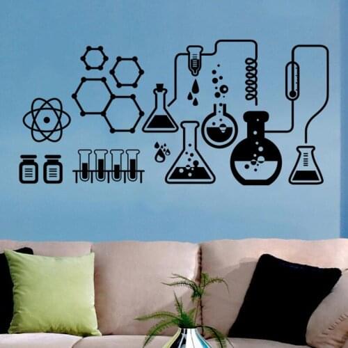 School Classroom Culture Vinyl Wall Sticker Chemical Experiment Stickers Study Room Wall Decor Home Decals Mural B91