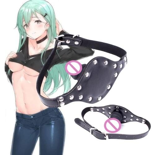 Silicone Penis Plug Oral Dildo Anal Butt Plug Leather Open Mouth Gag Head Harness Bdsm Bondage Slave Restraints Sex Toys