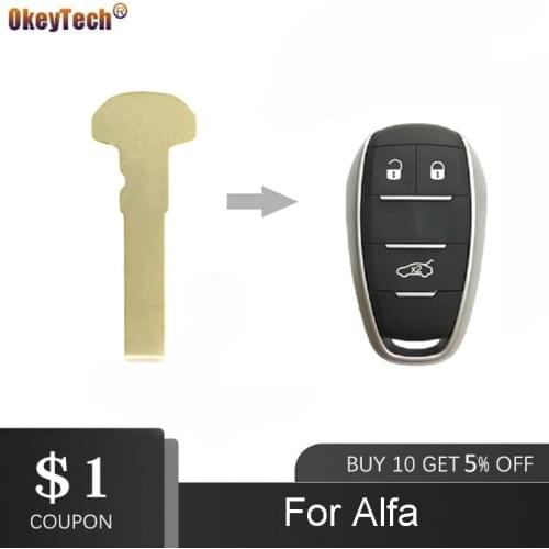 OkeyTech Smart Card Replacement Car Emergency Small Key Blade For Alfa Romeo Giulia Stelvio 2017-2019 Remote Uncut Blank Blade