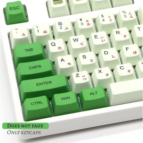 1 Set Green Matcha Theme Key Caps For MX Switch Mechanical Keyboard PBT Dye Sublimation Japanese Minimalist White Keycaps OEM
