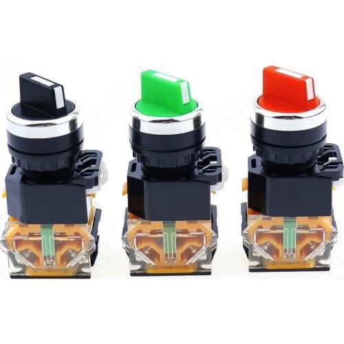 1pcs 22mm Self-lock Selector Switch 1NO1NC 2/3 Positions Red Green Black Rotary Switches DPST 4 screws 10A400V Power Switch
