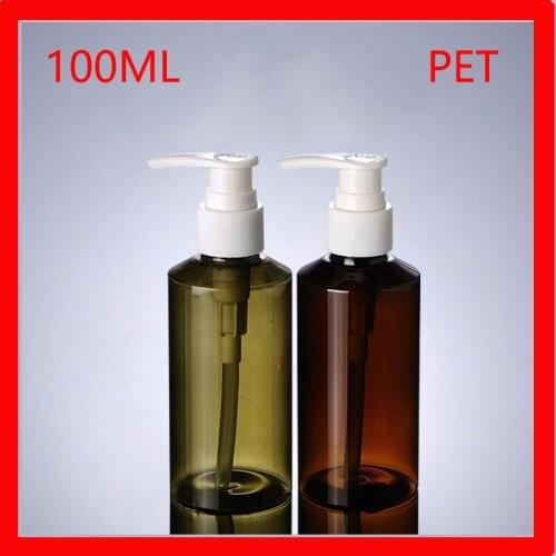 100ML plastic bottle green/brown suncreen w white pressure lotion pump bottle empty makeup cosmetic container Packaging