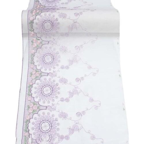 2Yards Light Purple Mesh Embroidered Lace Trim Pink Flowers Lingerie Bra Costume Handmade Dress Sewing Fabrics Materials 23cm