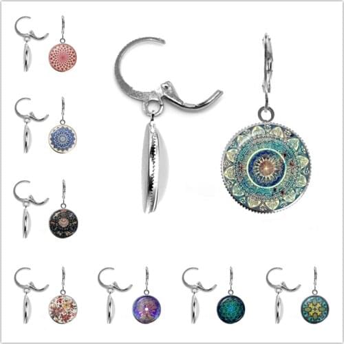 2021 Classic Lotus Mandala Jewelry Earrings Nail Henna Om Symbol Zen Buddhism Retro Handmade Yoga Pending Gift for Women