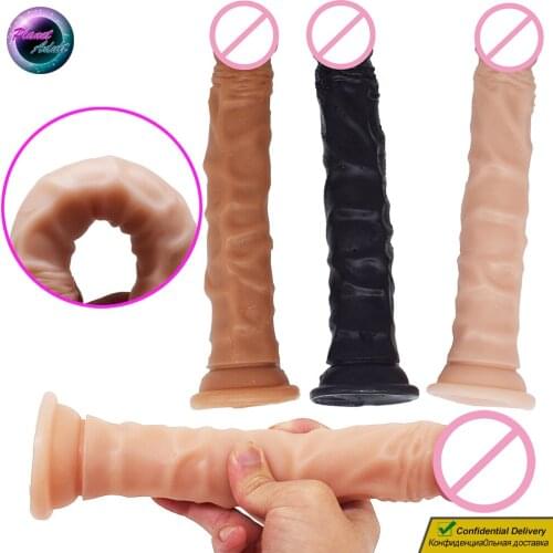 23.5cm Realistic Penis PVC Dildo Female Masturbator Vagina Pussy G-Spot Massager Adult Sex Toys for Women Lesbian Gay Prostate