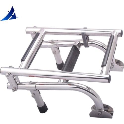 Boat Accessories Marine 3 Step Folding Ladder Boat Marine Stainless Steel Pontoon Ladder Polished 2+1 Step