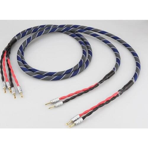 Audiocrast Hi-End Silver Plated Speaker Cable Hi-Fi Loudspeaker Cable Audio Wire Matched Left/Right Pair With Banana Plug