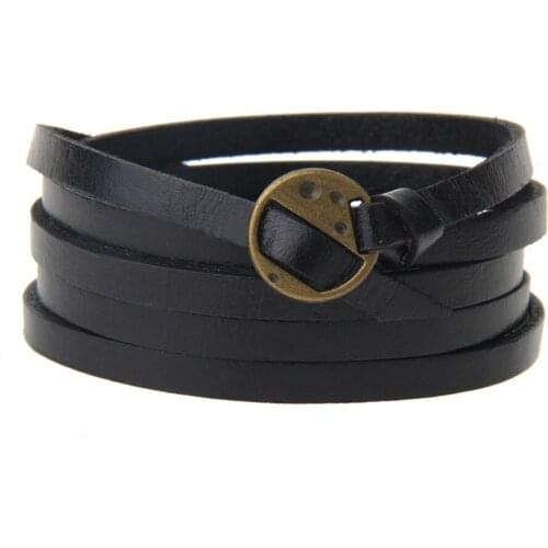 Handmade Multilayer PU Leather Snap Button Charm Bracelet Men Women Vintage Long Bracelets Bangles Male Female Wristband Jewelry