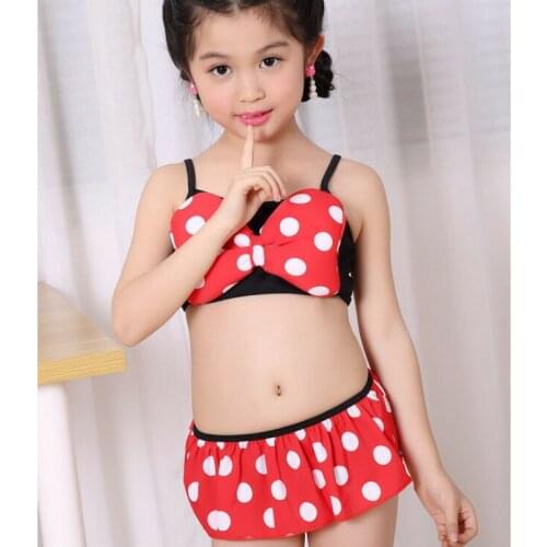 Baby Kids Girl Polka Dot Cute Bikini Swimwear Strappy Swimming Swimsuit Costume 2 Piece Bowknot Bathing Suit 2019 Hot