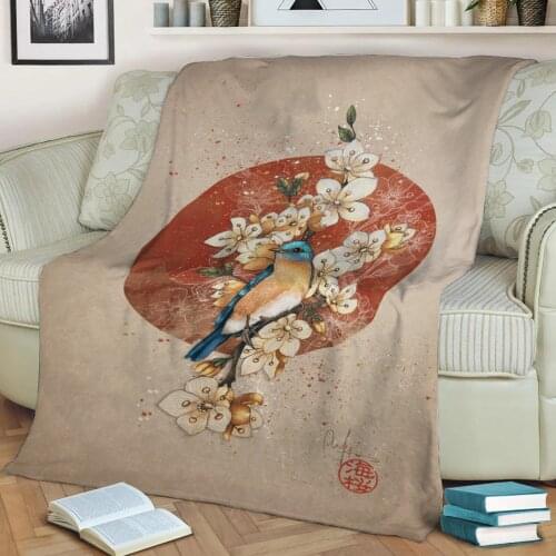 Blue bird Flannel Throw Blanket 3D Printed Keep Warm Sofa Child Blanket Home Decor Textiles Dream Family Gift