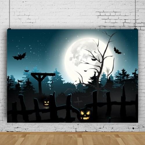 Halloween Full Moon Cartoon Carnival Studio Photography Background Vinyl Party Decors Photo Video Backdrop Photocall