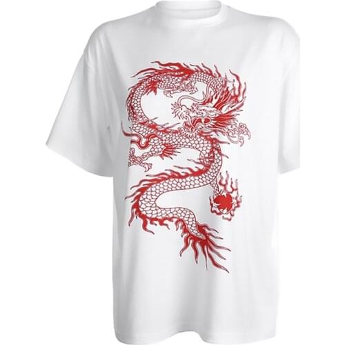 Chinese Dragon T Shirt Women Funny Cartoon T-shirt 90s Cute Print Tshirt Fashion Streetwear Top Tees Female