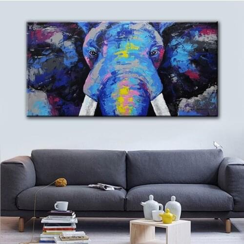 GoldLife Africa Elephant Animal Oil Painting on Canvas Pop Art Poster and Print Abstract Art Wall Picture for Living Room