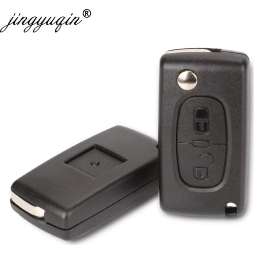 Jingyuqin 10pcs/lot VA2 Blank 2BTN Remote Flip Key Shell Case For CITROEN C2 C3 C4 C6 Berlingo Peugeot 306 407 807 partner Fob