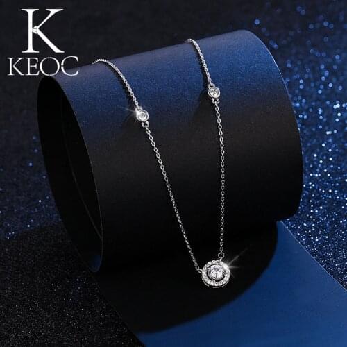 Keoc Round 1 Carat AAA Zirconia Pingente Necklace for Women Bridal Wedding Dance Party Friends Birthday Gift Fashion Jewelry