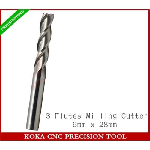 6mm*28mm,Freeshipping,CNC solid carbide end mill,Woodworking Router Bit,3 Flutes Spiral milling Cutter,MDF,PVC,acrylic,hardwood