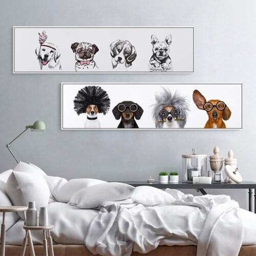 Nordic Style Creative Cute Puppies Canvas Painting Poster And Print Unique Decor Wall Art Picture For Living Room Bedroom Studio