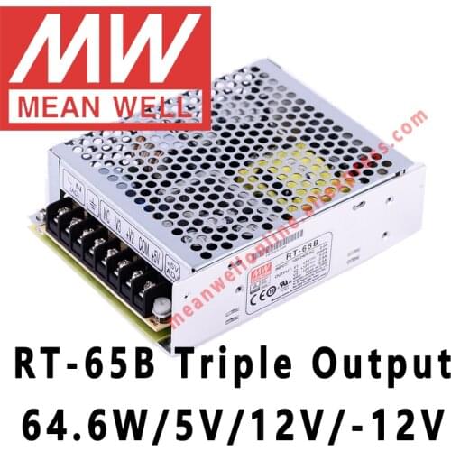 Mean Well RT-65B 5V/12V/-12V AC/DC 64.6W Triple Output Switching Power Supply meanwell online store