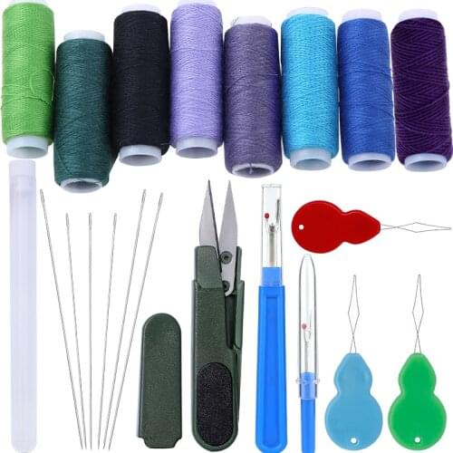 Nonvor Sewing Threads Tools Kit With Needles Ripper Scissors Threader Household Hand Stitching DIY Sewing Supplies Hand Sewing