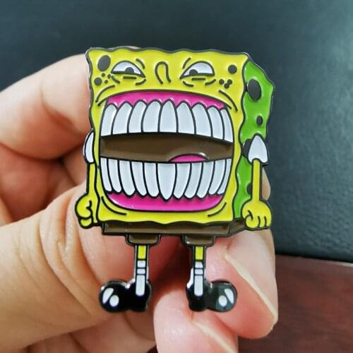 Lapel Pin crazy laugh overtime badge funny Cartoon Figure jewelry