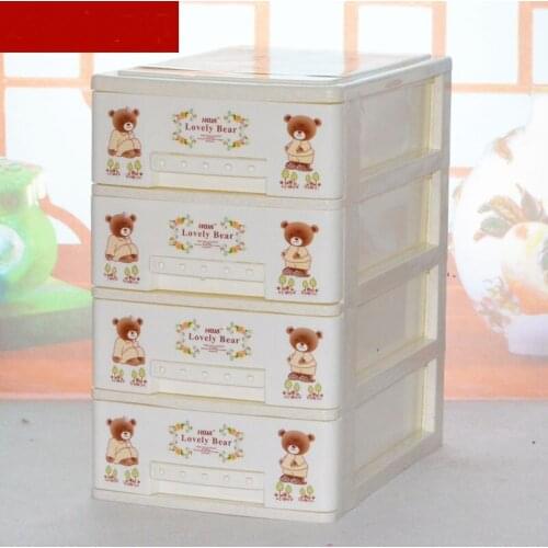 Office Desk Plastic Storage Cabinet 4 Layers Stationery Cosmetic Fnishing Box Jewelry Bins Household Storage Collection Organiz