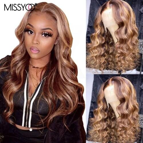 Honey Blonde 4 27 Highlighted Wigs 13x4 Ombre Brown Body Wave Lace Front Human Hair Wig Lace Frontal Malaysian Silk Top Wig