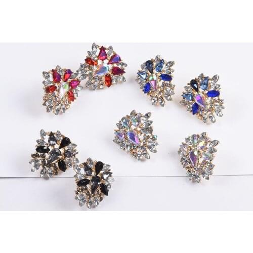 PPG&PGG Bohemian Wedding Rhinestone Earrings for Women Cute Pendant Colorful Shiny Statement Jewelry Party Gift Charm Jewelry