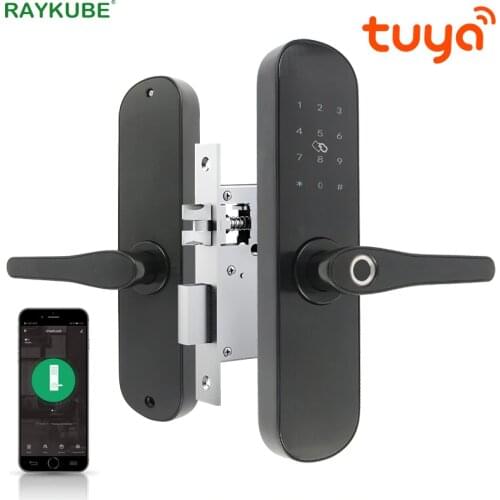 RAYKUBE Wifi Fingerprint Door Lock Tuya APP Keyless Unlock Remotely Digitals Smart Card Intelligent Lock Smart Home R-FG6 Tuya